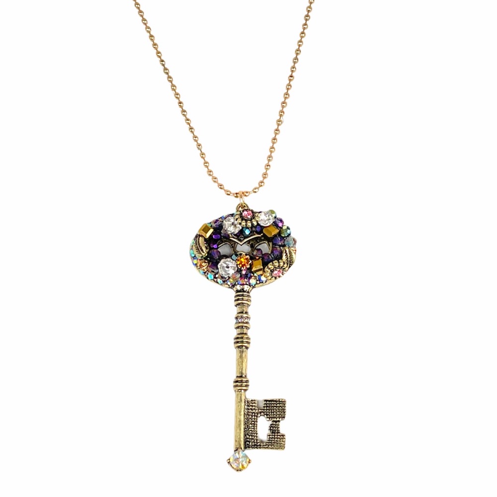 Betsey Johnson Skeleton Key Necklace, Gold